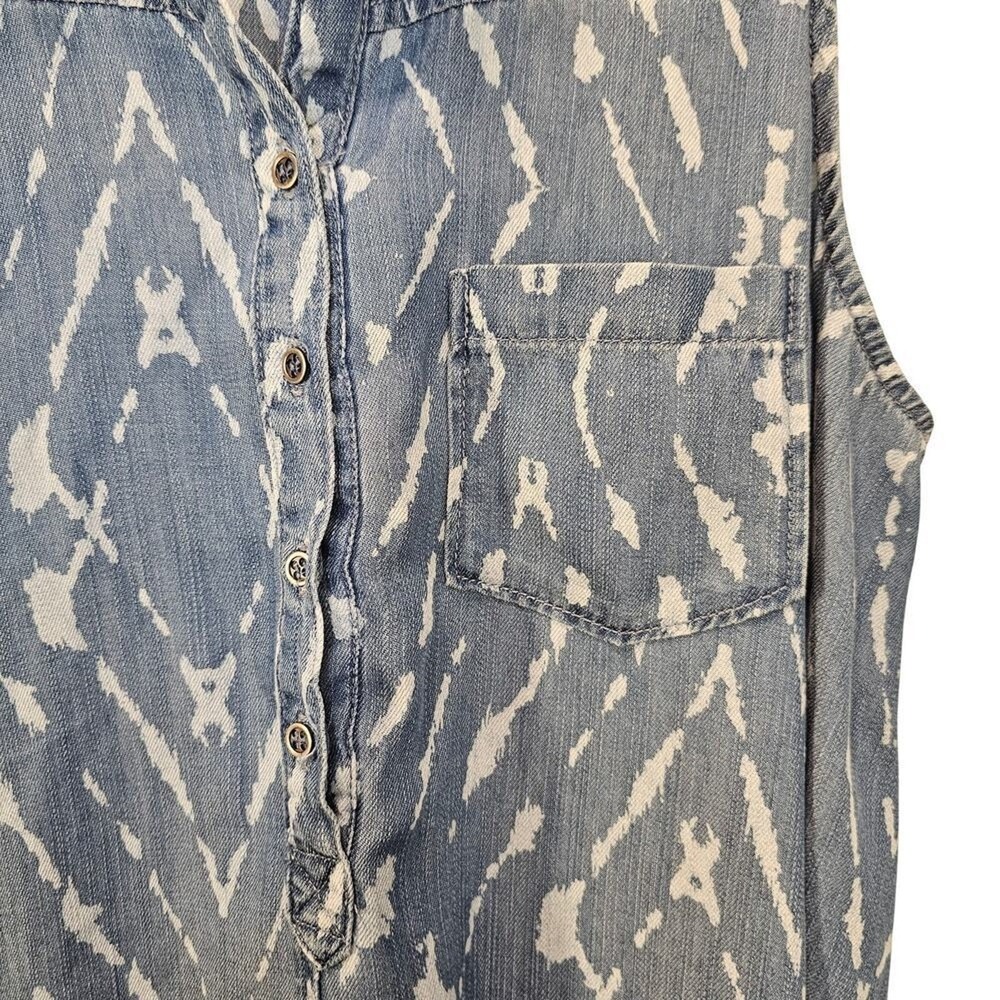 Grace Elements Blue Tencel Denim Shirt Dress Size Medium High-Low Hem Boho‎ Midi - Picture 5 of 10